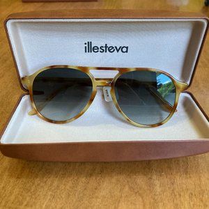 ILLESTEVA BRADLEY SUNGLASSES AMBER/OLIVE FLAT GRADIENT NEVER WORN WITH BOX/TAG